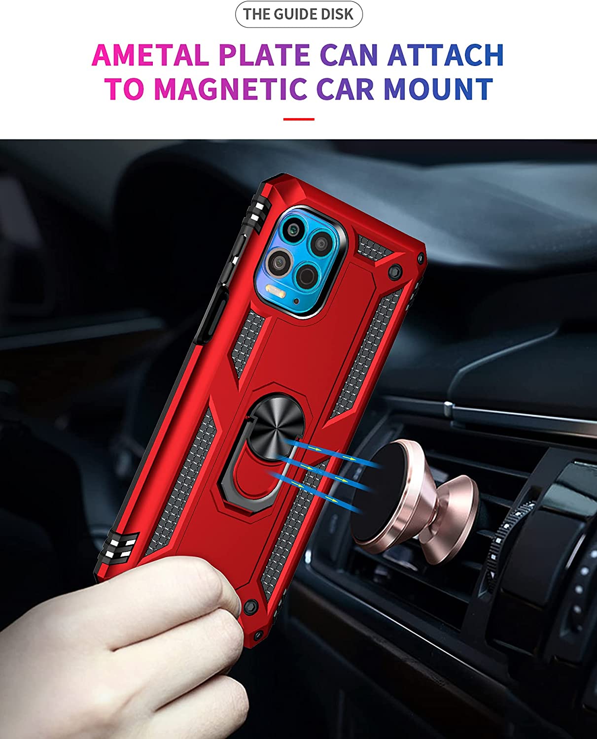 Protectores para celular  para Motorola  MOTO G100 Funda reforzada con anillo v2 Rojo